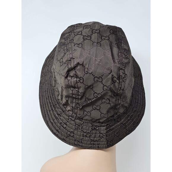 Cute Authentic Gucci Brown GG Nylon Bucket Hat XL sz - Picture 8 of 10